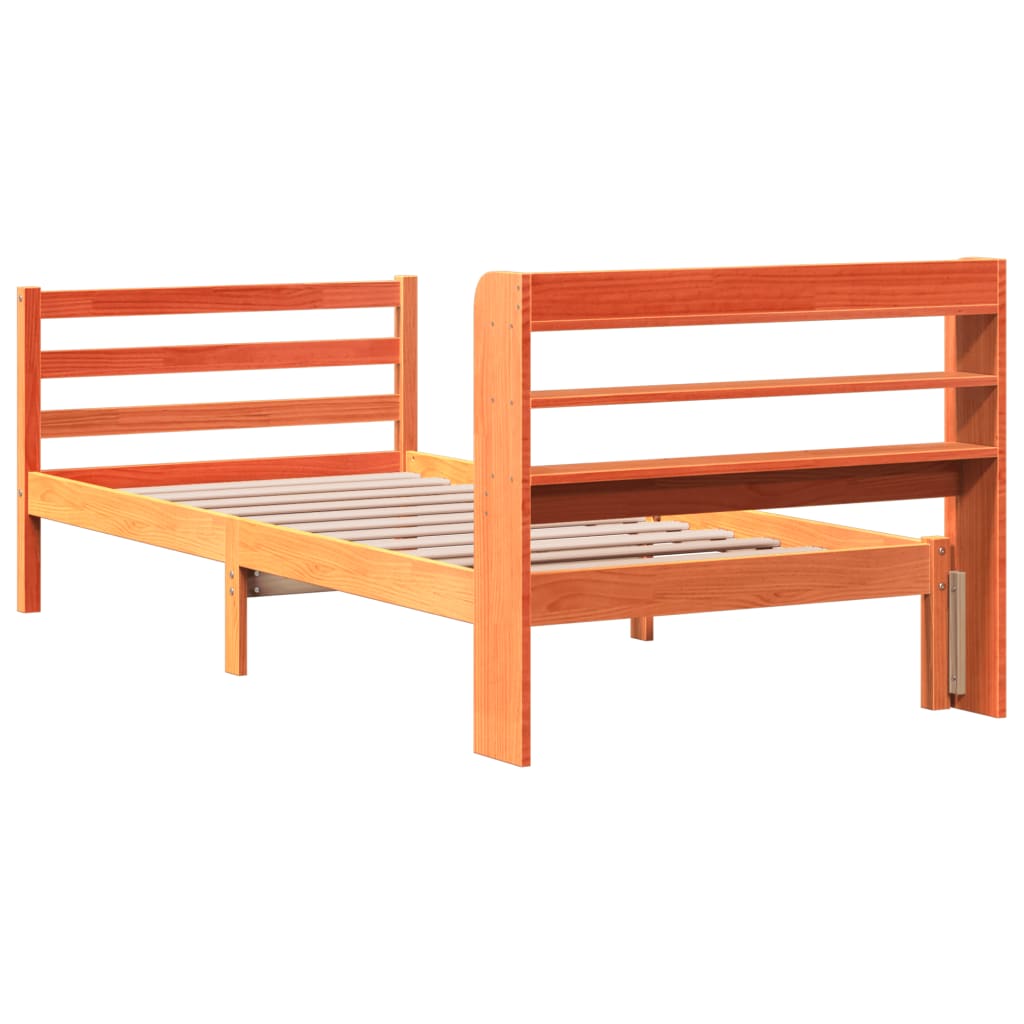 Bed Frame without Mattress Wax Brown 75x190 cm Small Single Solid Wood Pine